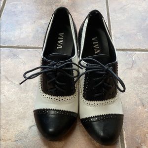 Black & white spectator booties size 8